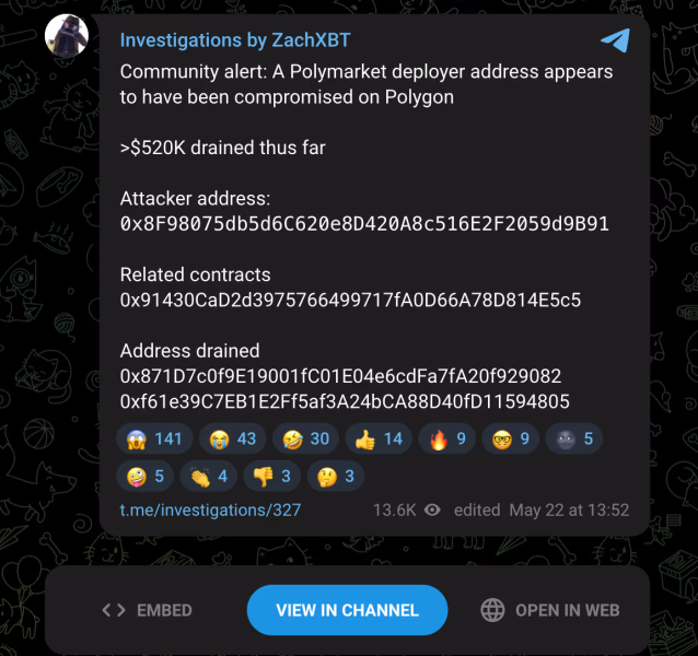 ZachXBT выявил эксплойт Polymarket на сумму 0 000 на Polygon
