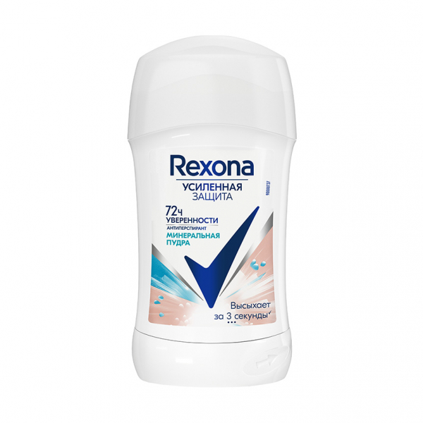 Део-стик жен. `REXONA` МИНЕРАЛЬНАЯ ПУДРА 72ч (антиперспирант) 40 мл